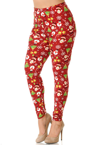 Buttery Soft Festive Christmas Delight Extra Plus Size Leggings - 3X-5X