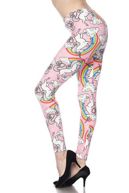 Brushed Pink Rainbow Unicorn Plus Size Leggings