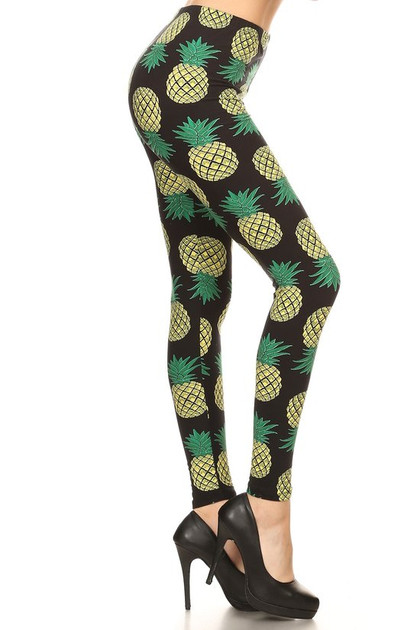 Brushed Green Pineapple Plus Size Leggings - EEVEE