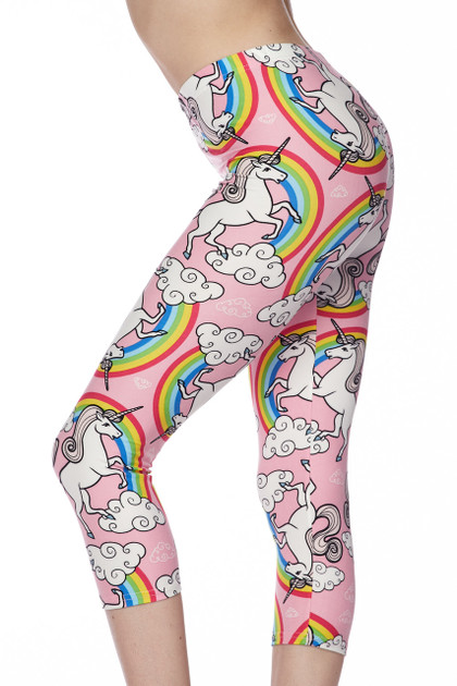 Brushed Pink Rainbow Unicorn Capris