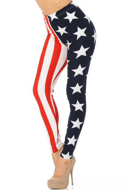 Brushed USA Split Flag Plus Size Leggings
