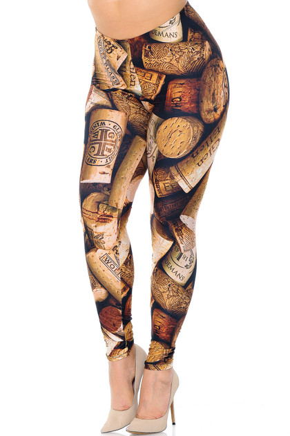 Creamy Soft Wine Cork Plus Size Leggings - USA Fashion™