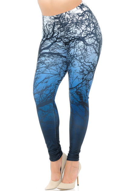 Creamy Soft Ombre Forest Extra Plus Size Leggings - 3X-5X - USA Fashion™