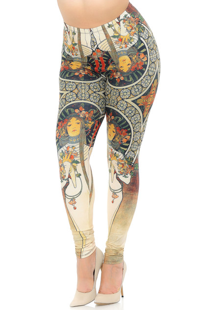 Creamy Soft Gaia Mucha Extra Plus Size Leggings - 3X-5X - USA Fashion™