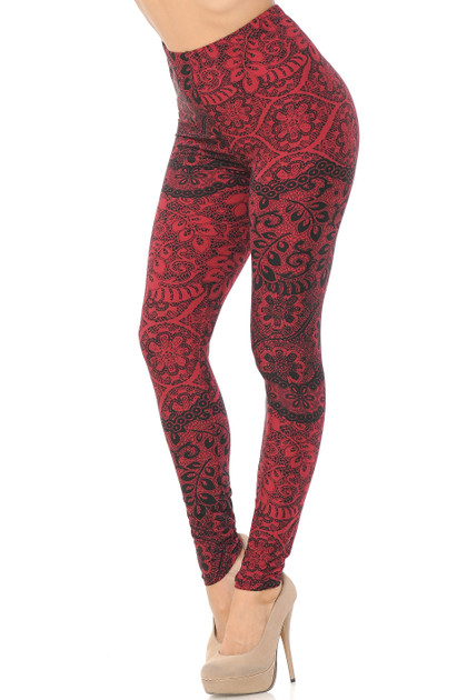 Brushed Rouge Holiday Leaf Plus Size Leggings