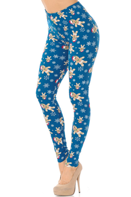 Brushed Christmas Cookies and Snowflakes Extra Plus Size Leggings - 3X-5X