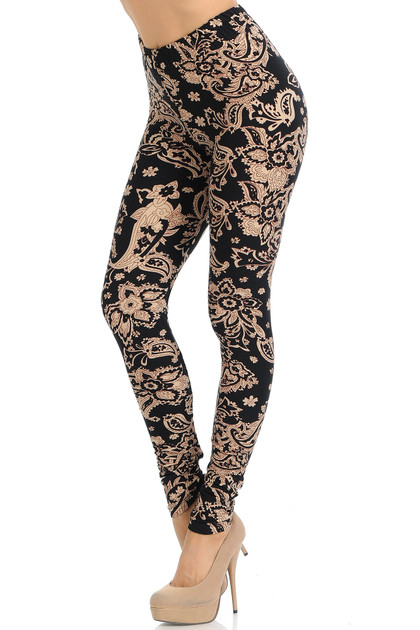 Brushed Sand Pepper Paisley Leggings