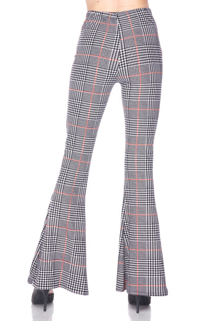 Buttery Smooth Burgundy Plaid Bell Bottom Leggings