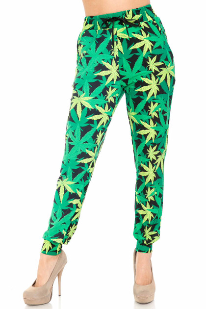 Buttery Smooth Cannabis Green Marijuana Joggers