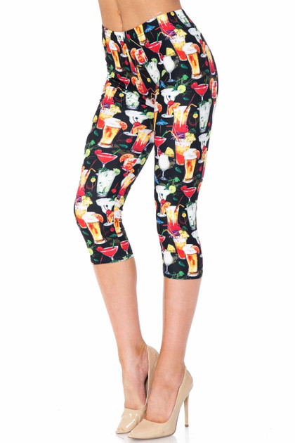 Creamy Soft Tropical Cocktails Capris - USA Fashion™