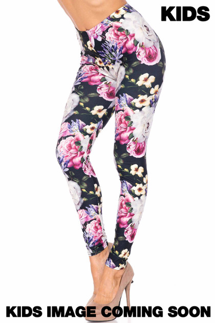 Creamy Soft Floral Garden Bouquet Kids Leggings - USA Fashion™