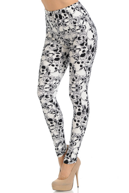 Buttery Smooth White Layers of Skulls Leggings