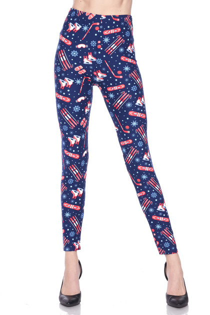 Creamy Soft Frosty Santa Rudolph Extra Plus Size Leggings - 3X-5X