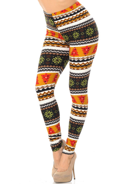 Buttery Smooth Christmas Tree and Snowflake Plus Size Leggings