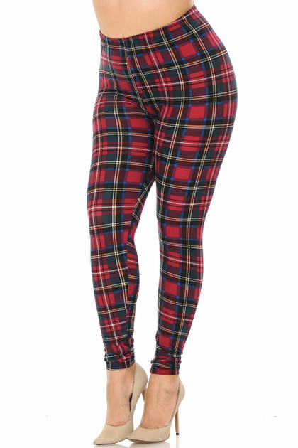 Buttery Smooth Modish Plaid Extra Plus Size Leggings - 3X-5X