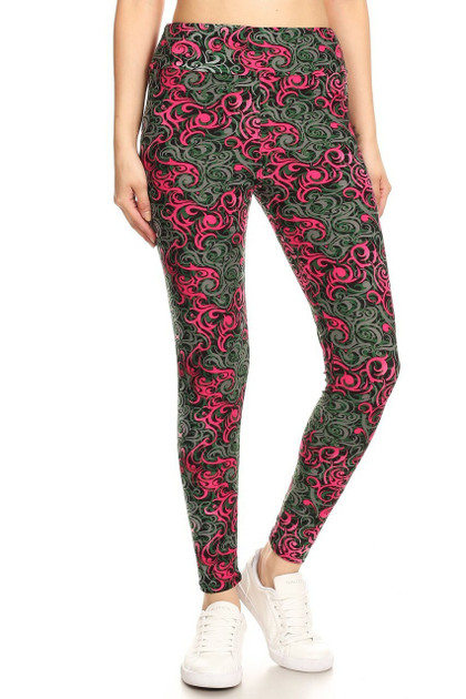 Buttery Smooth Fuchsia Hypnotic Swirl High Waisted Leggings