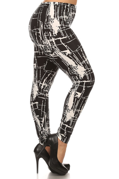 Buttery Smooth Splattered Lines Extra Plus Size Leggings - 3X-5X