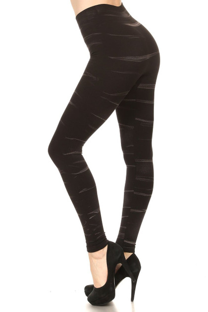 Whisker Wash High Waisted Cotton Leggings