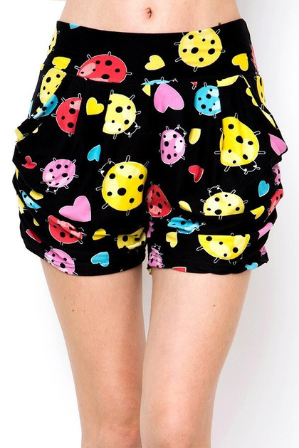 Buttery Smooth Ladybugs and Hearts Harem Shorts