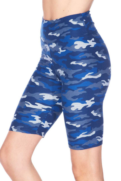 Brushed  Blue Grid Camouflage Shorts