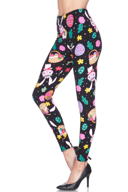 Buttery Smooth Cute Bunnies and Easter Egg Extra Plus Size Leggings - 3X-5X