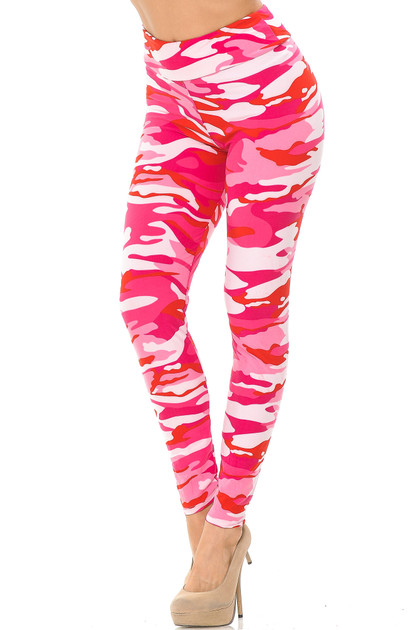 Brushed  Pink Camouflage High Waisted Leggings