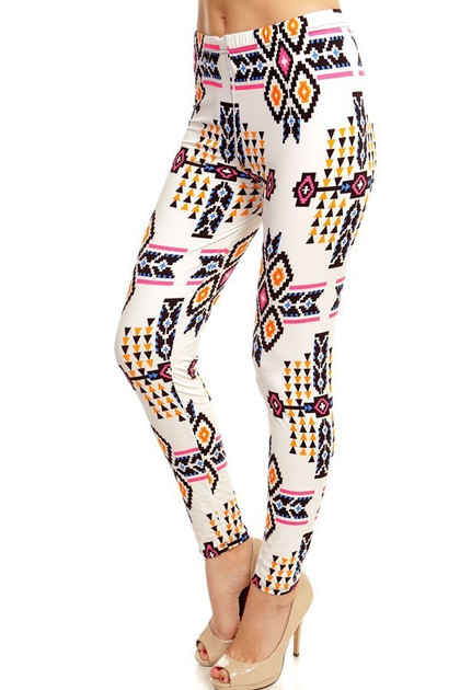 Buttery Soft Ivory Tribal Leggings