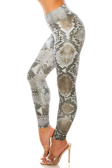 Sleek Snakeskin High Waisted Sport Scrunch Leggings