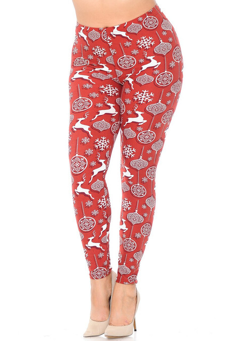 Buttery Soft Jumping Christmas Reindeer Plus Size Leggings