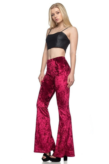 Cropped stretch crushed-velvet flared leggings