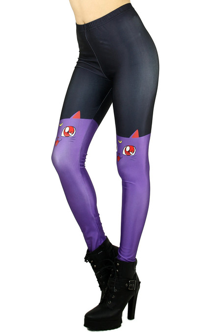 Purple Sailor Moon Cat Leggings - Plus Size