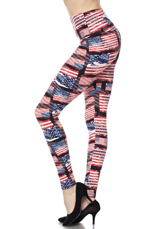 High Waisted 3D Hologram USA Flag Leggings High Waisted 3D Hologram USA Flag Leggings