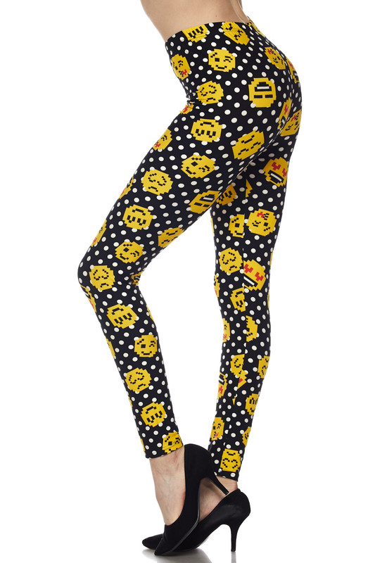 Brushed Retro Pixel Arcade Emoji Plus Size Leggings Brushed Retro Pixel Arcade Emoji Plus Size Leggings