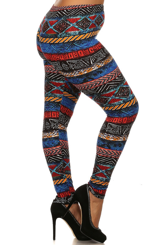 Brushed Tulum Tribal Plus Size Leggings - 3X - 5X Brushed Tulum Tribal Plus Size Leggings - 3X - 5X