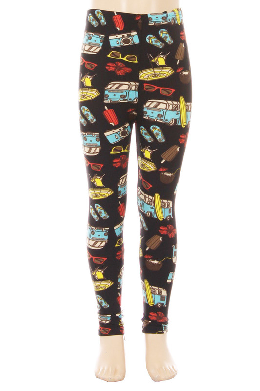 Brushed Hippy Van Summer Holiday Kids Leggings Brushed Hippy Van Summer Holiday Kids Leggings
