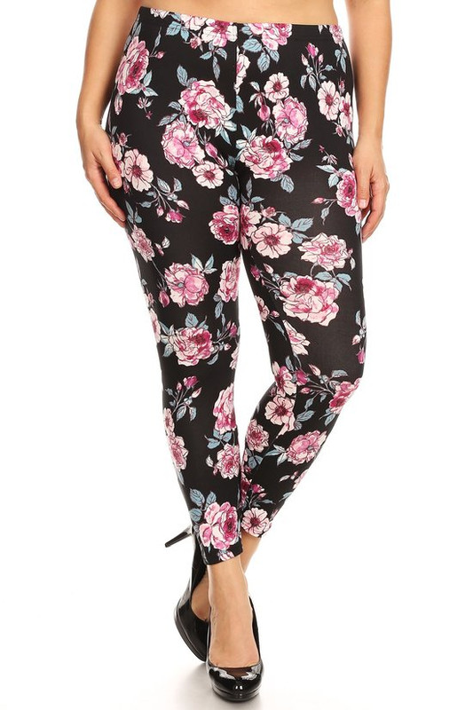 Brushed Perfect Pink Rose Plus Size Leggings Brushed Perfect Pink Rose Plus Size Leggings