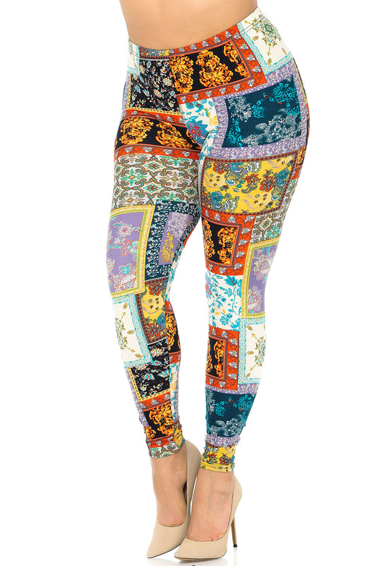 Brushed Quilted Brocade Plus Size Leggings Brushed Quilted Brocade Plus Size Leggings