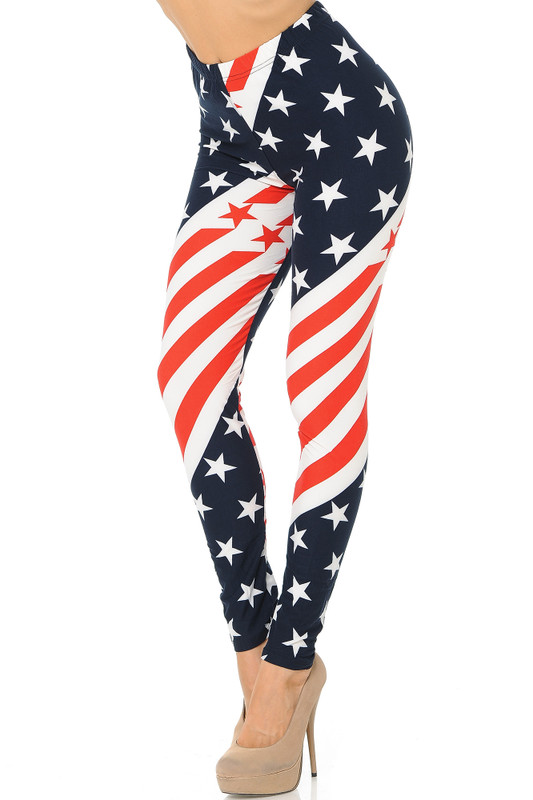 Brushed Swirling USA Flag Plus Size Leggings Brushed Swirling USA Flag Plus Size Leggings
