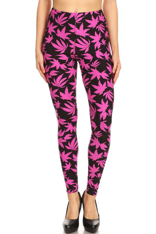 Soft Brushed Solid Fuchsia Marijuana Plus Size Leggings Soft Brushed Solid Fuchsia Marijuana Plus Size Leggings