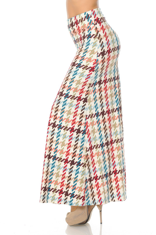 Brushed Earth Tone Pixel Zags Maxi Skirt Brushed Earth Tone Pixel Zags Maxi Skirt