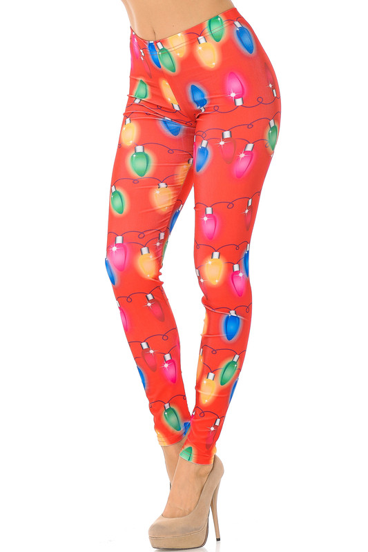 Ruby Red Colorful Christmas Lights Leggings Ruby Red Colorful Christmas Lights Leggings