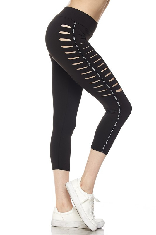 Solid Side Slashed Workout Capris Solid Side Slashed Workout Capris