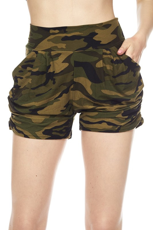 Green Camouflage Harem Shorts Green Camouflage Harem Shorts