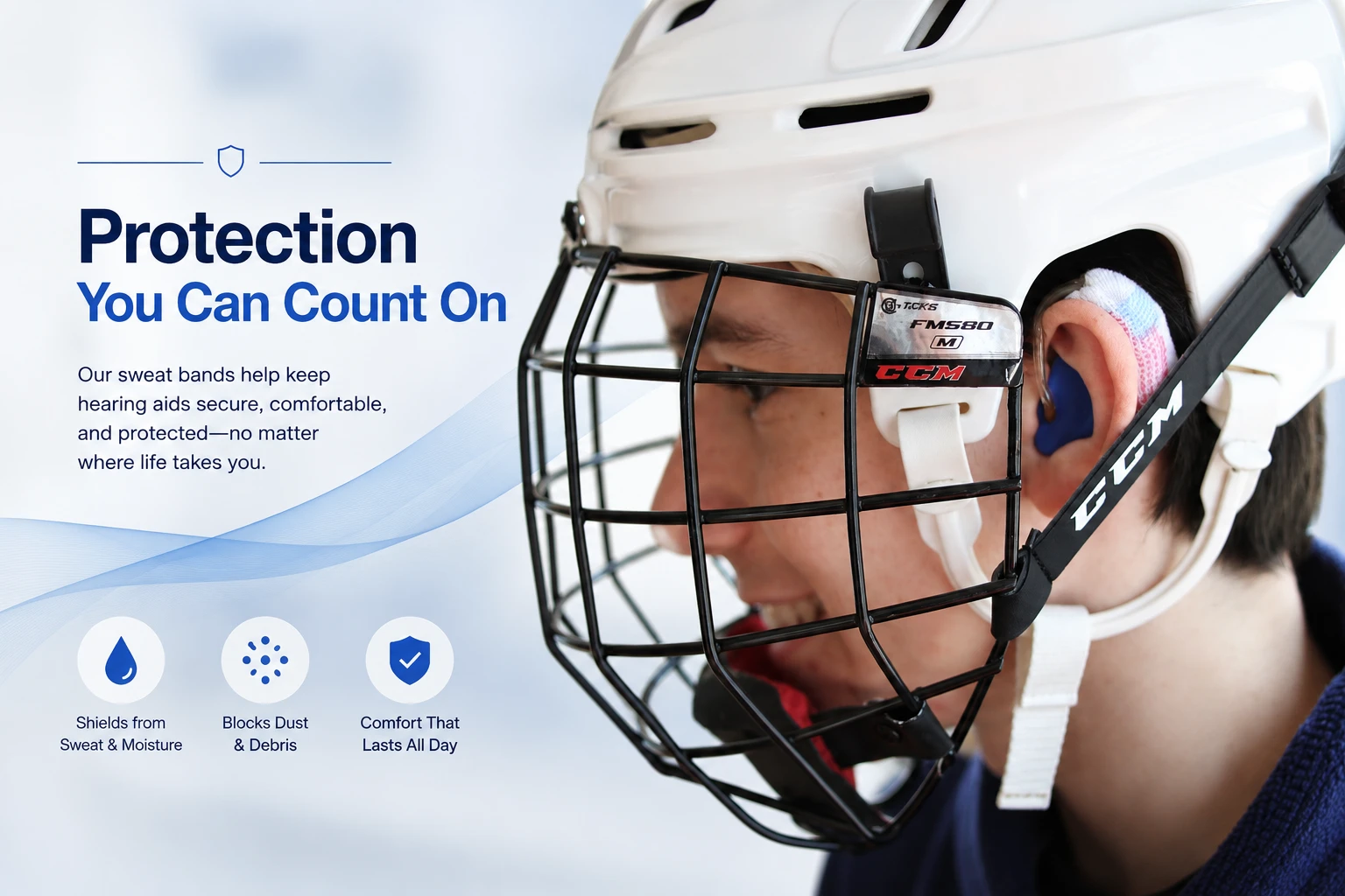 Customers wearing hearing aid sweat bands during sports and outdoor activities