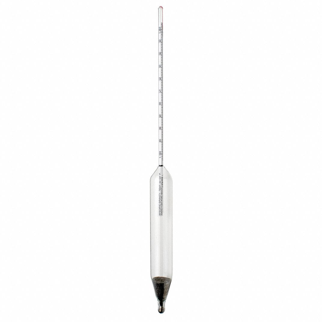ASTM 115H Specific Gravity Hydrometer, Range of 1.200 to 1.250, Plain Form, 330mm Length H5628