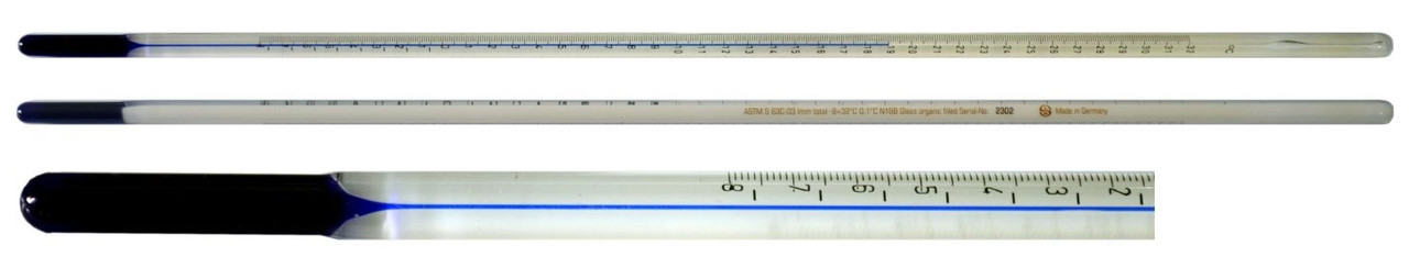 ASTM-Like S14F 100 to 180°F Wax Melting Point Glass Thermometer with Blue  Spirit Fill - T4184-8 - General Laboratory Supply