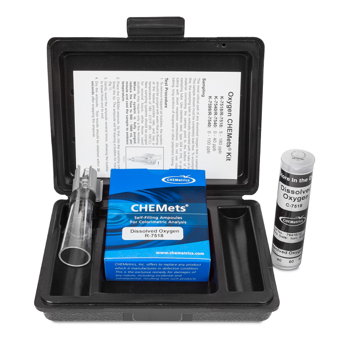 Chemetrics K-7518 CHEMets® Dissolved Oxygen Test Kit, 5-180ppb - W2340 ...