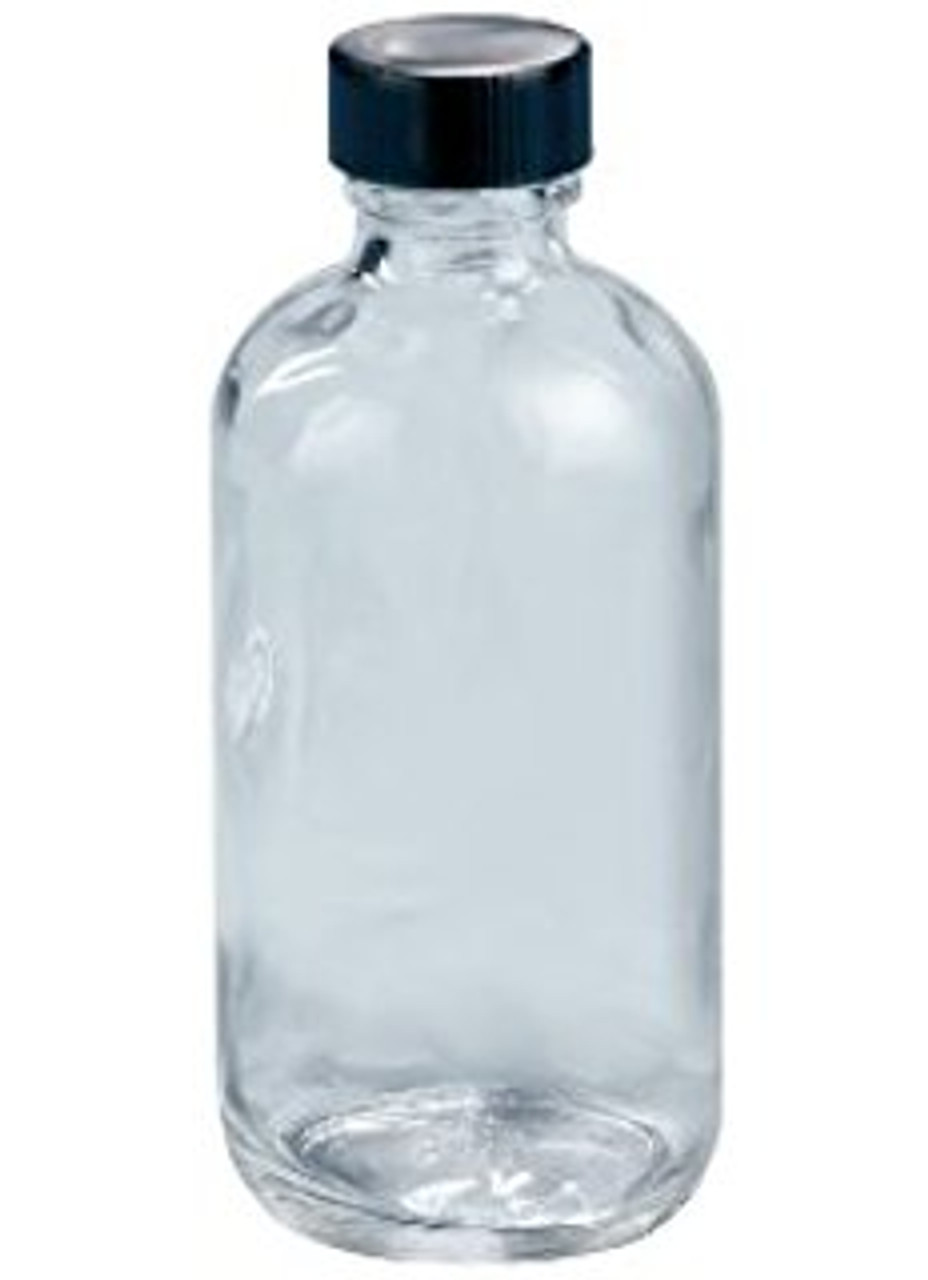 16oz (480ml) Flint (Clear) Boston Round Glass Bottle - 28-400 Neck