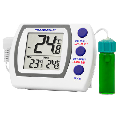 Control Company 4627 Traceable® Memory Monitoring Plus Refrigerator/Freezer Thermometer with 5mL Vaccine Bottle Probe
