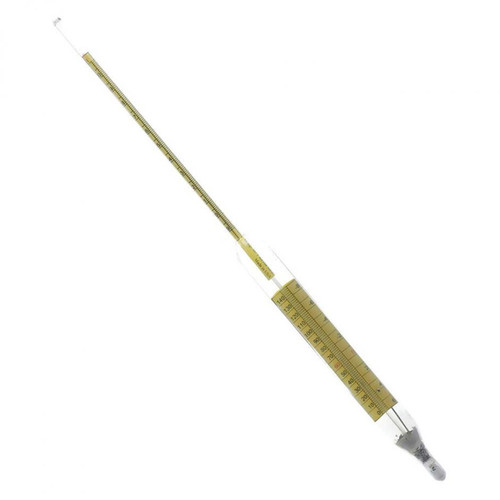 API Combined Form Hydrometers, 60 to 80deg., 0.2 Scale Div., 0-150F Thermometer in Body, 380mm Length